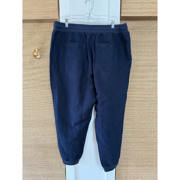 J. Jill Women's Linen Blend Ankle Jogger Pants Navy Blue Pull On Pockets Size XL - Picture 2 of 6